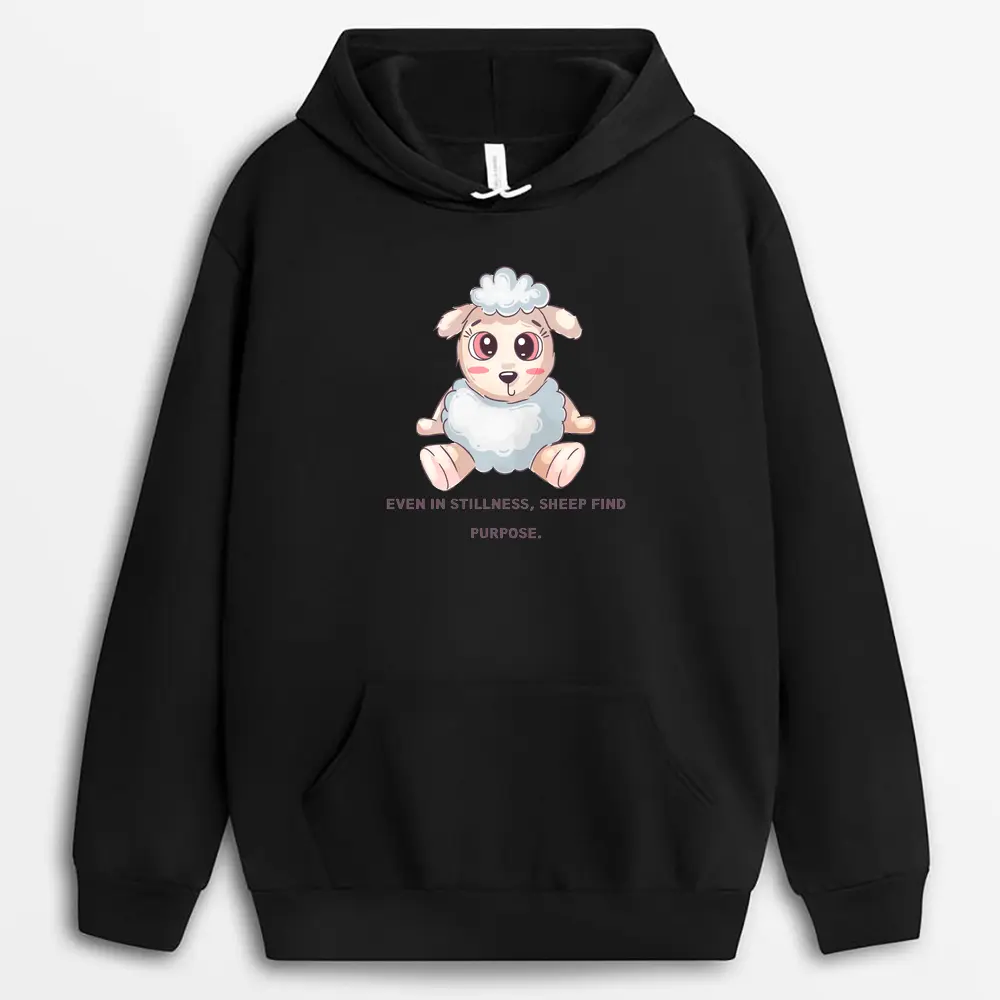 Even In Stillness Sheep Find Purpose Veilxgap Hoodie - Black