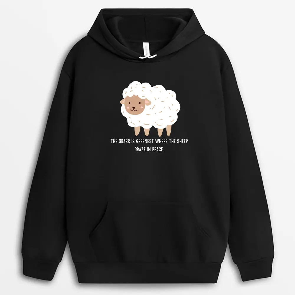 The Grass Is Greenest Where The Sheep Graze In Peace Veilxgap Hoodie - Black