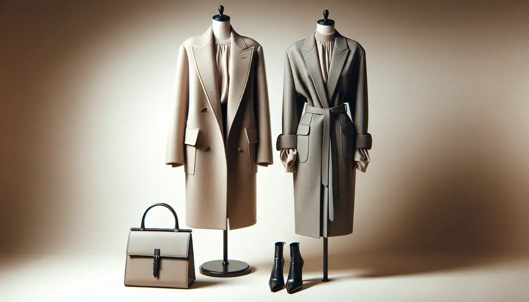 A curated selection of monochromatic minimalist clothing on a rack.