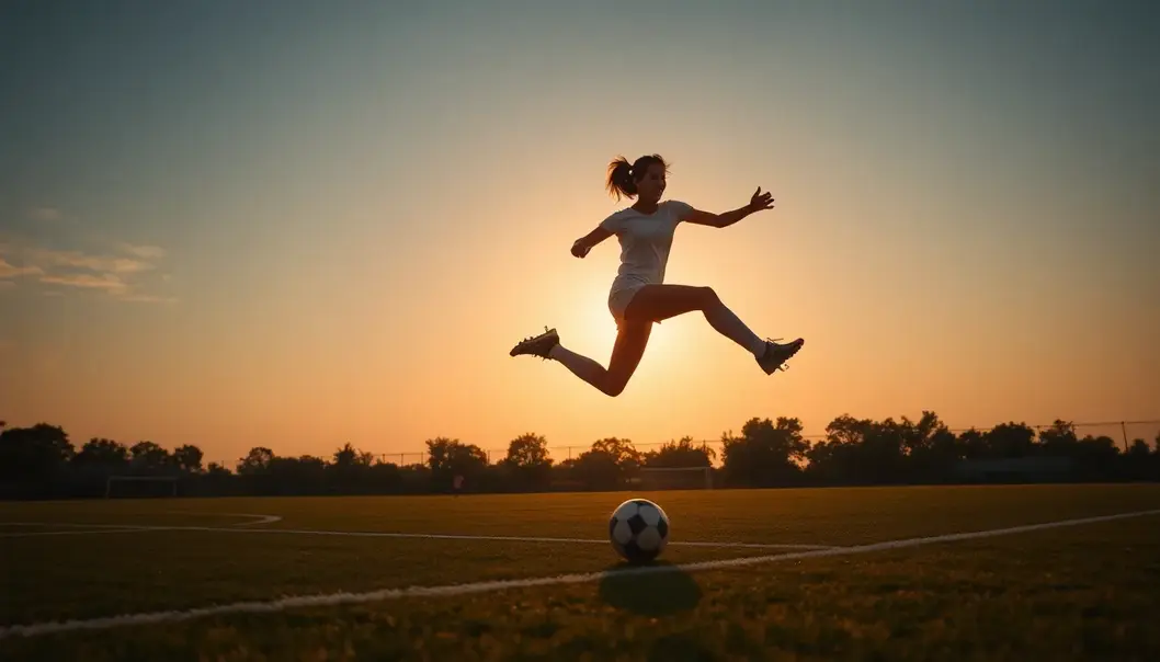 A female athlete in her moment of triumph, symbolizing the grace and determination of women’s sports.