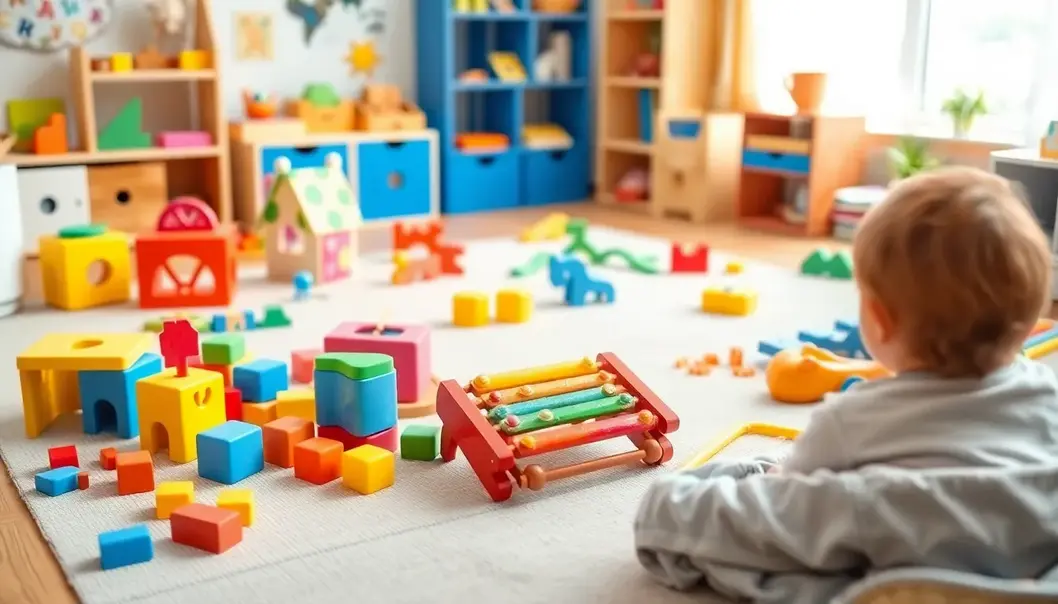 A room filled with various educational toys for toddlers, fostering learning.